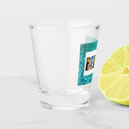 Belize foto's van Tropische Blauwe Oceaan reizen Shot Glas (Links)