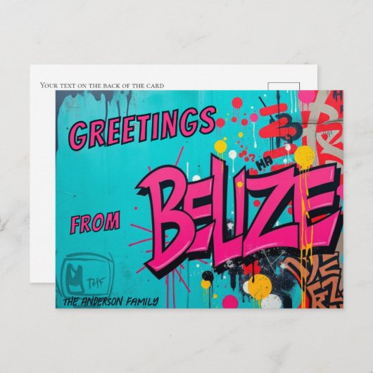 Belize graffiti stijl begroeting Briefkaart (Voorkant / Achterkant)