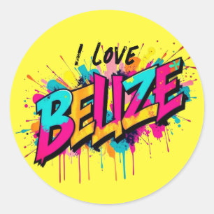 Belize graffiti vakantie souvenir decor ronde sticker