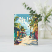 Belize Illustration Travel Art Vintage Briefkaart (Staand voorkant)