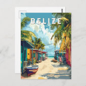Belize Illustration Travel Art Vintage Briefkaart (Voorkant / Achterkant)