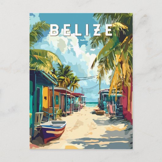 Belize Illustration Travel Art Vintage Briefkaart (Voorkant)