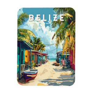 Belize Illustration Travel Art Vintage Magneet