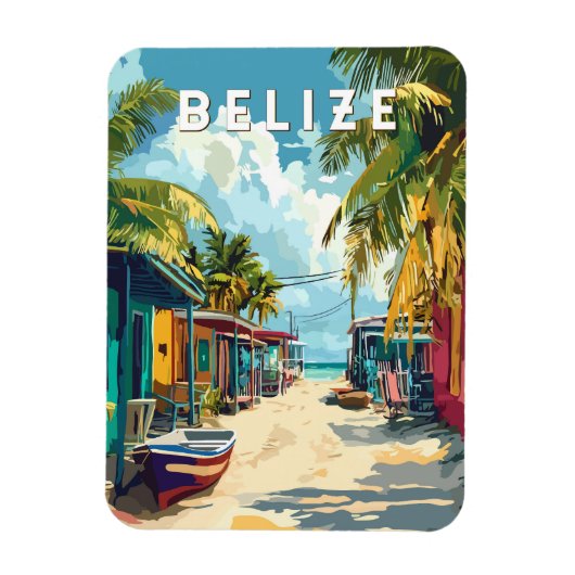 Belize Illustration Travel Art Vintage Magneet (Verticaal)