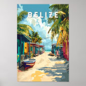 Belize Illustration Travel Art Vintage Poster (Voorkant)