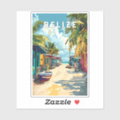 Belize Illustration Travel Art Vintage Sticker (Vel)