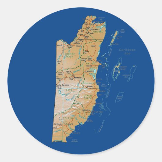 Belize Kaart Sticker (Voorkant)