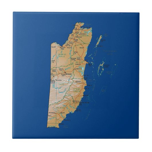 Belize Kaart Tegels Tegeltje (Voorkant)