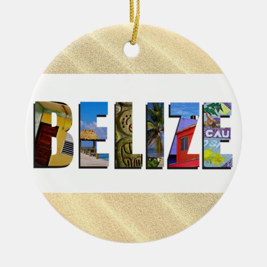 Belize kerstfoto's van Tropische Zand Beach Keramisch Ornament (Voorkant)