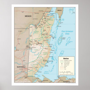 Belize Map (2003) Land in Midden-Amerika Poster