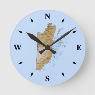 Belize Map Clock Ronde Klok