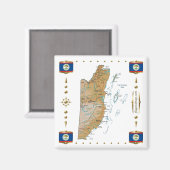 Belize Map + Flags Magnet (Voorkant / Achterkant)
