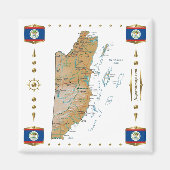 Belize Map + Flags Magnet (Voorkant)