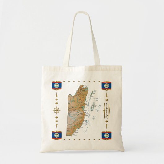 Belize Map + Flagzak Tote Bag (Voorkant)