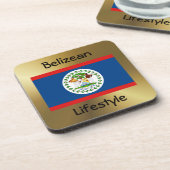 Belize Onderzetter vlag+tekst (Linkerzijde)