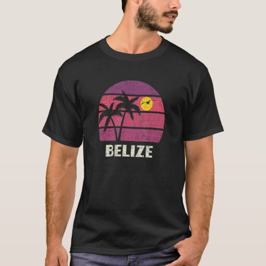 Belize Retro Surfer Beach Sunset Love T-shirt (Voorkant)