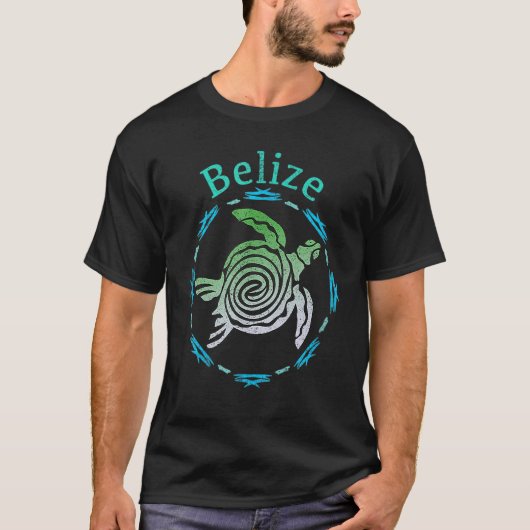 Belize Retro  Tribal Turtle T-shirt (Voorkant)