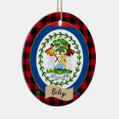 Belize, rode buffelvlek en Belize vlag Keramisch Ornament (Rechts)
