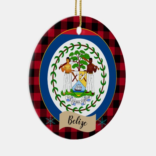 Belize, rode buffelvlek en Belize vlag Keramisch Ornament (Rechts)