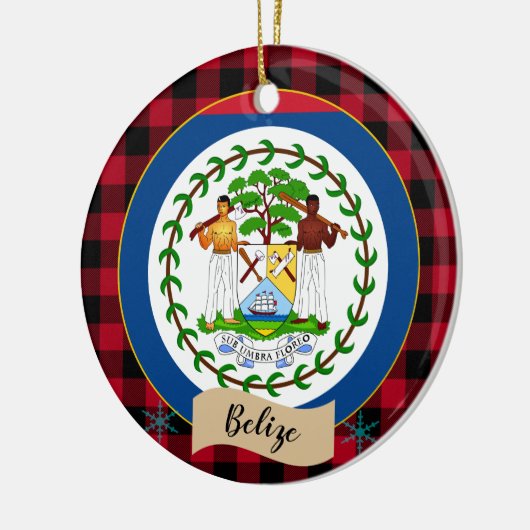 Belize, rode buffelvlek en Belize vlag Keramisch Ornament (Links)