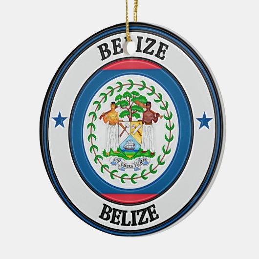 Belize Round Emblem Keramisch Ornament (Links)