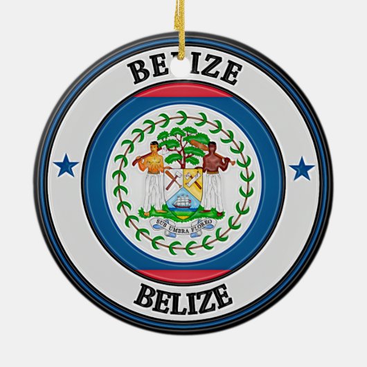 Belize Round Emblem Keramisch Ornament (Achterkant)
