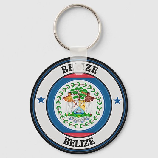 Belize Round Emblem Sleutelhanger (Voorkant)