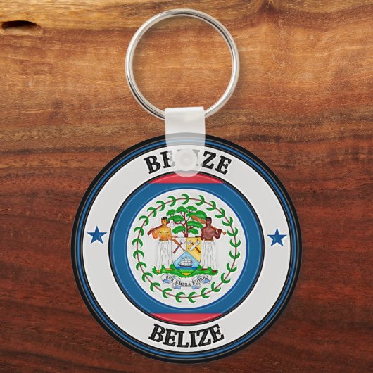Belize Round Emblem Sleutelhanger (Voorkant)