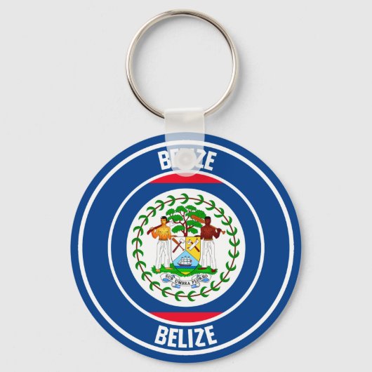 Belize Round Emblem Sleutelhanger (Voorkant)