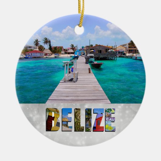 Belize San Pedro Beach Ambergris Caye Kerstmis Keramisch Ornament (Voorkant)