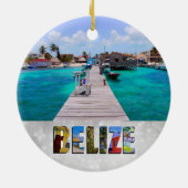 Belize San Pedro Beach Ambergris Caye Kerstmis Keramisch Ornament (Achterkant)