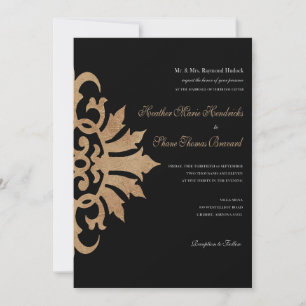 Belize Scroll Flourish (tan/zwart) 5x7 bruiloft Kaart