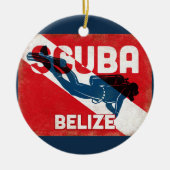 Belize Scuba Diver - Blue Retro Keramisch Ornament (Voorkant)
