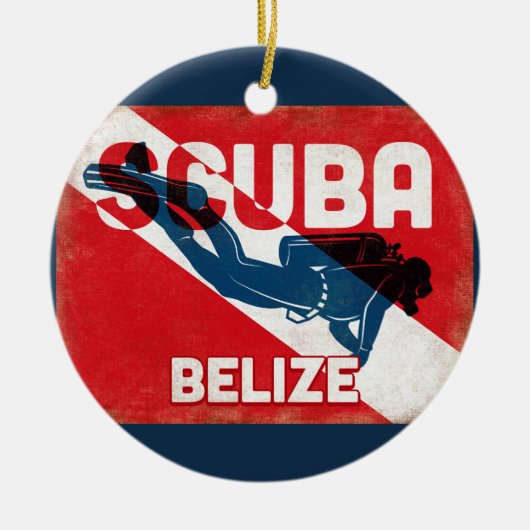 Belize Scuba Diver - Blue Retro Keramisch Ornament (Voorkant)