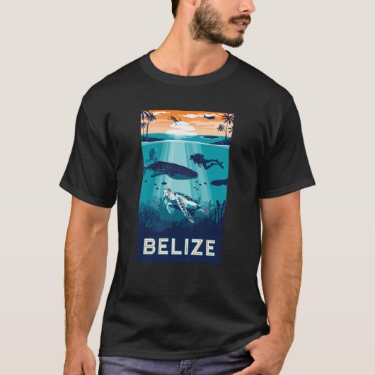 Belize Snorkeling Whale Shark Sea Turtle Caribbean T-shirt (Voorkant)