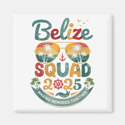 Belize Squad 2025 Tropical Beach Vakantie Magneet (Voorkant)