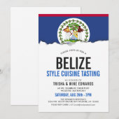 Belize thema keuken | Party Flag Witte Uitnodiging (Voorkant / Achterkant)