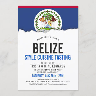 Belize thema keuken   Party Flag Witte Uitnodiging