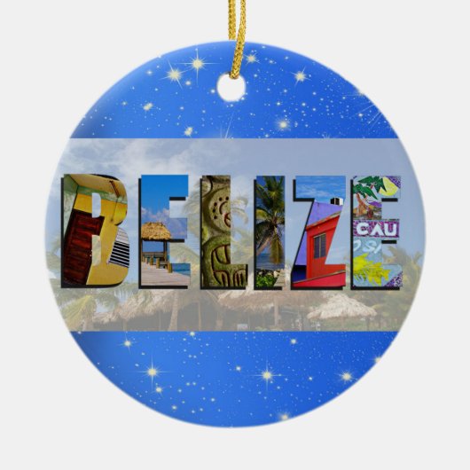 Belize Travel Photos Tropisch strand Blauwe Kerstm Keramisch Ornament (Voorkant)