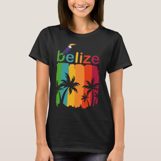 Belize Travel Poster T-Shrit, Reis Cruise Retro  T-shirt (Voorkant)