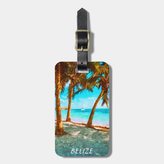 Belize Tropical Beach Bagagelabel (Voorkant verticaal)