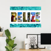 Belize Tropical Beach Blue Ocean Travel Photo Poster (Thuiskantoor)