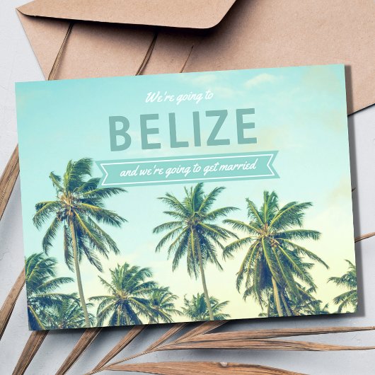 Belize Tropical Beach Bruiloft Save the Dates Aankondigingskaart