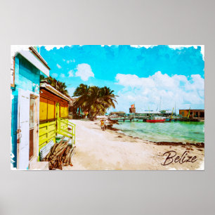 Belize Tropical Paradise Travel Poster