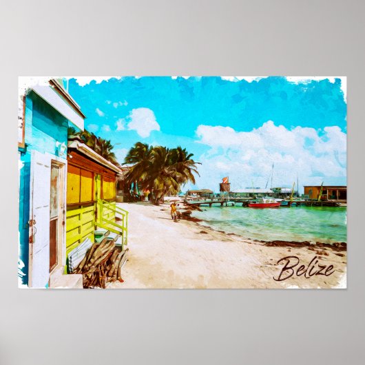 Belize Tropical Paradise Travel Poster (Voorkant)