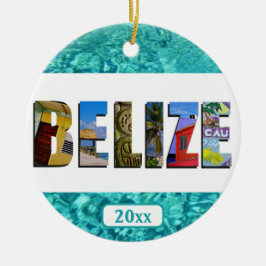 Belize Tropisch strand Blauwe Oceaan Kerstmis Keramisch Ornament