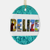 Belize Tropisch strand Blauwe Oceaan Kerstmis Keramisch Ornament (Rechts)