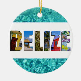 Belize Tropisch strand Blauwe Oceaan Kerstmis Keramisch Ornament