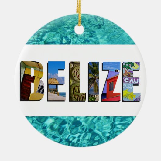 Belize Tropisch strand Blauwe Oceaan Kerstmis Keramisch Ornament (Achterkant)