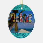 Belize Tropisch strand Blauwe Oceaan Kerstmis Keramisch Ornament (Rechts)